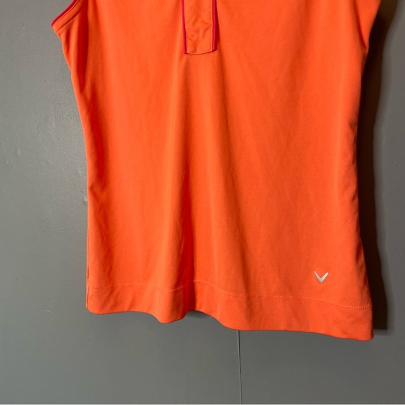 Callaway Women's Orange Sleeveless Tank Top with pink trim size medium golf tank - Picture 3 of 7